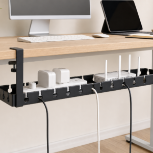 Clamp-On Under-Desk Cable Tray — Fixed or Retractable
