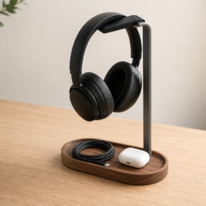 Solid Wood Headphone Stand — Walnut or Oak